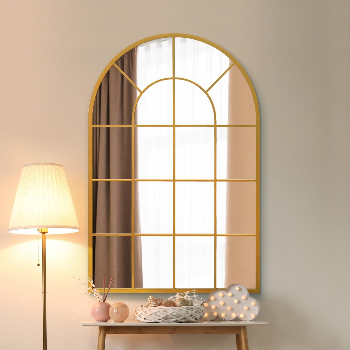 MirrorOutlet Arcus Gold Metal Arch Wall Mirror - 120x80cm