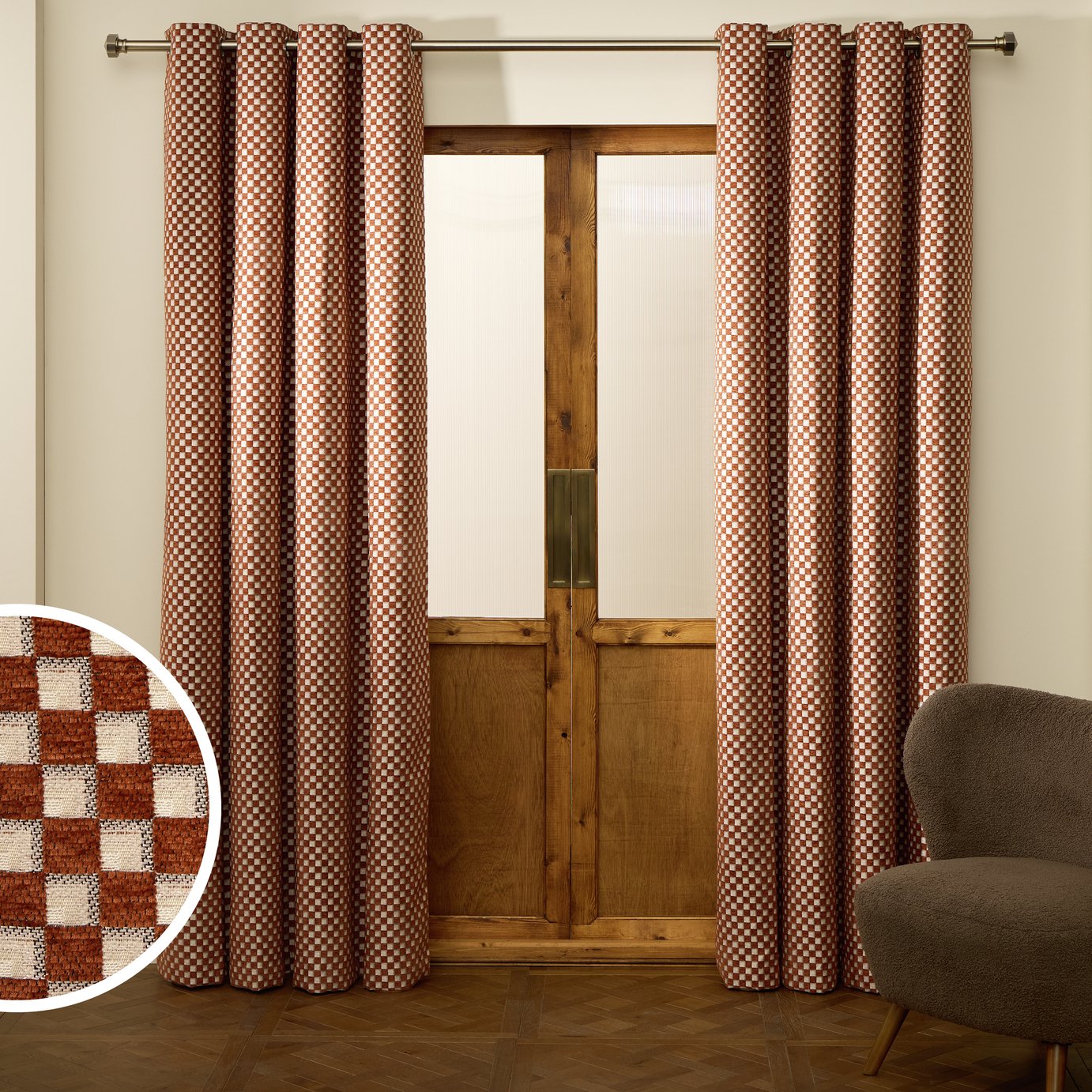 Habitat Checkered Eyelet Curtain