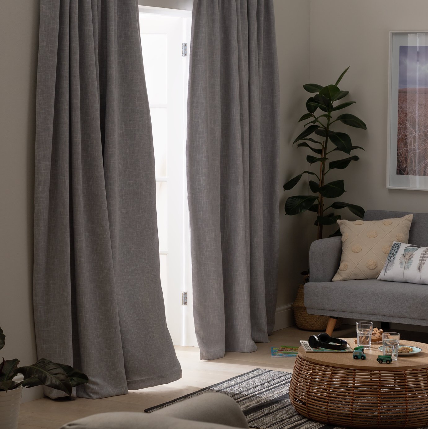 Habitat Blackout Pencil Pleat Curtains - Dove Grey-168x229cm