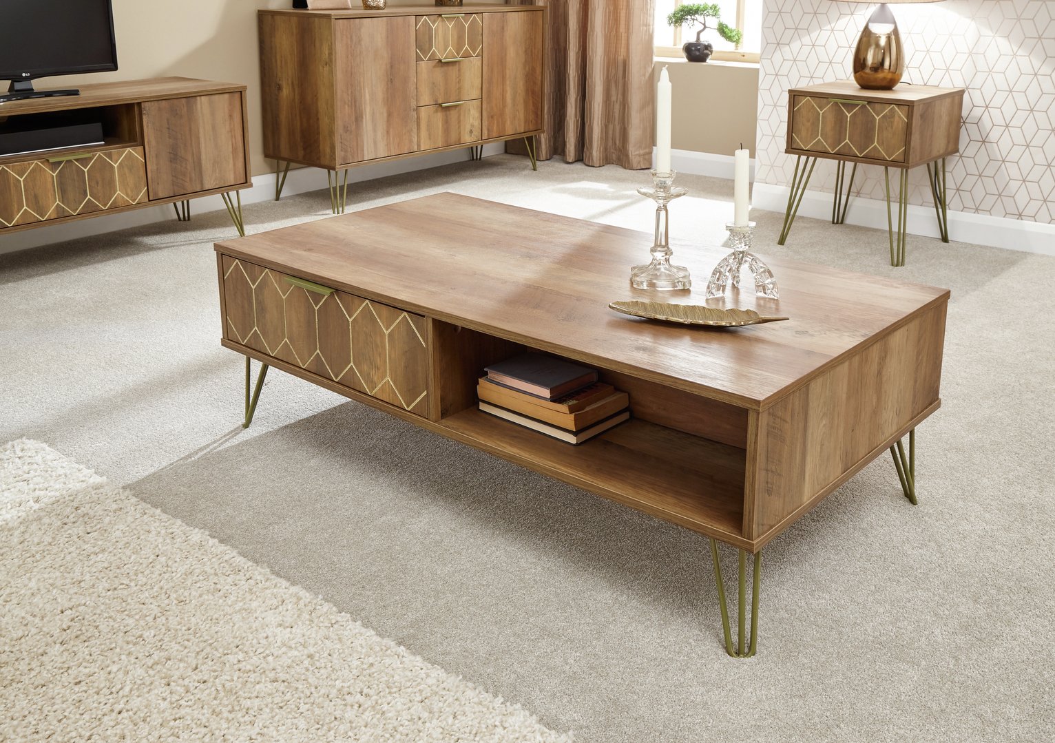 GFW Orleans 2 Drawer Coffee Table - Mango Wood Effect