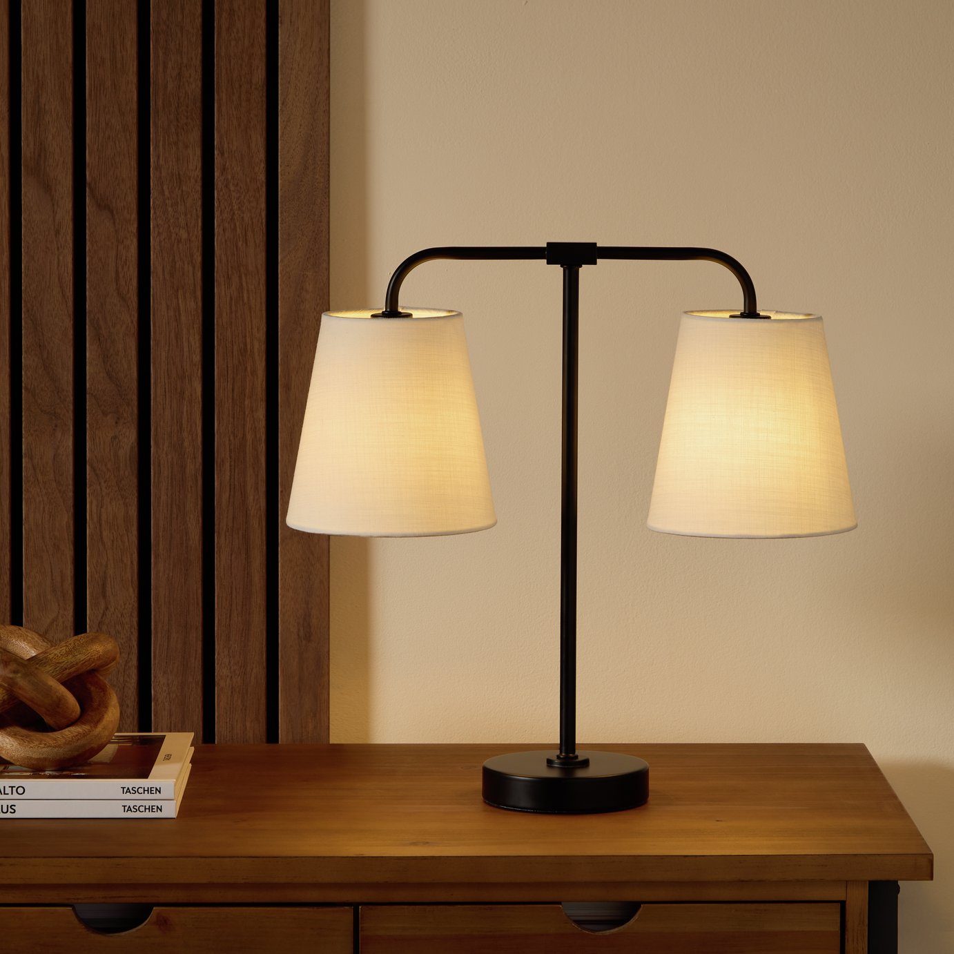Argos Home Brennan Metal Double Shade Table Lamp - Black