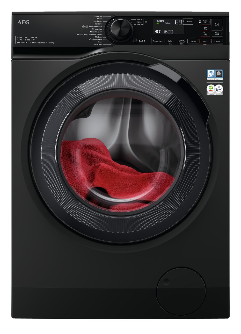 AEG LWR7416U6UD 10KG/6KG 1600 Spin Washer Dryer - Black