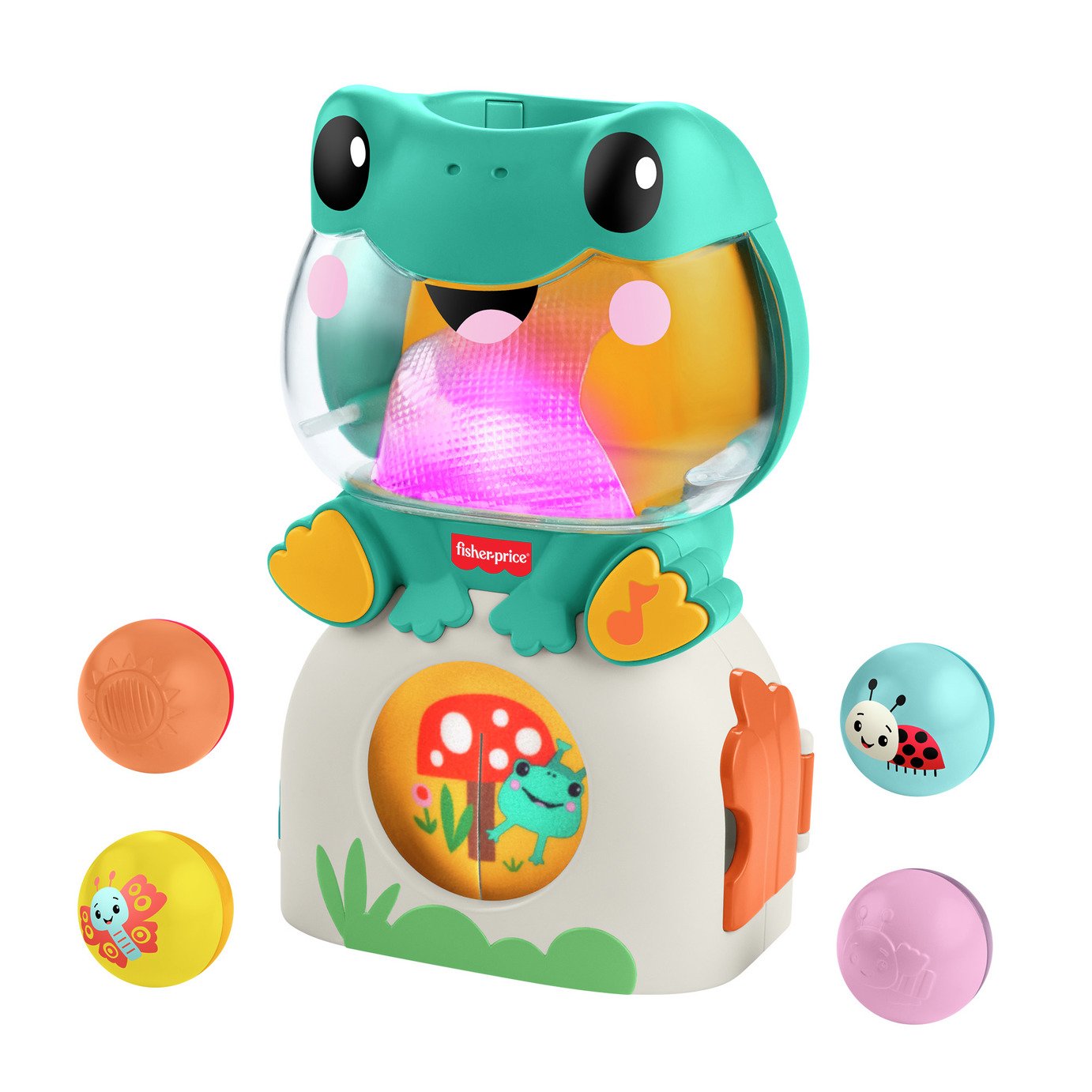 Fisher-Price Light-Up & Roll Frog Musical Ball Drop Activity Toy