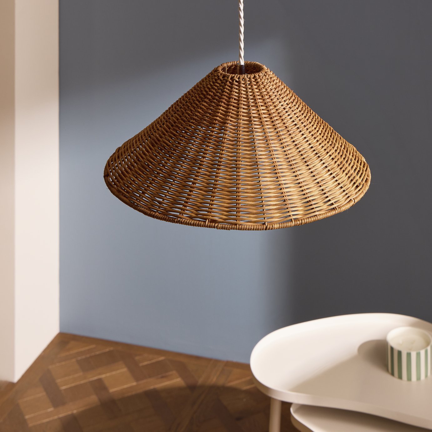 Habitat Brown Rattan Cone Easy Fit Lampshade - 40cm