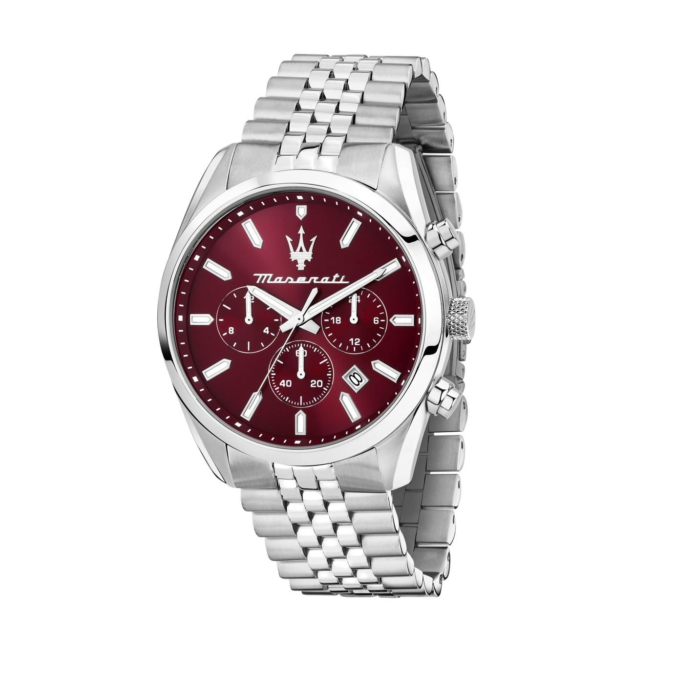 Maserati Attrazione Men's Burgandy Dial Stainless Steel Bracelet Watch