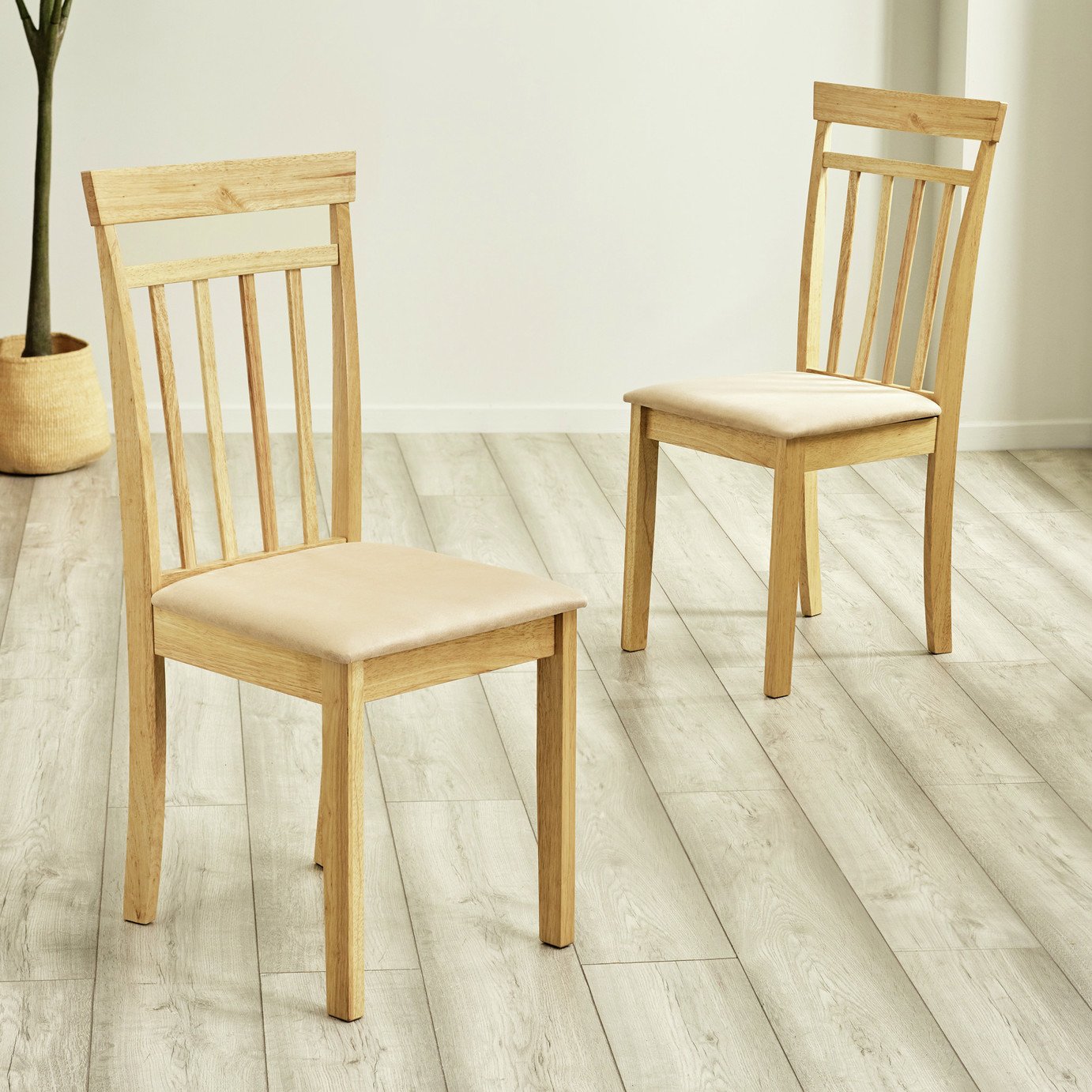 Julian Bowen Coast Pair of Solid Wood Dining Chairs - Natural