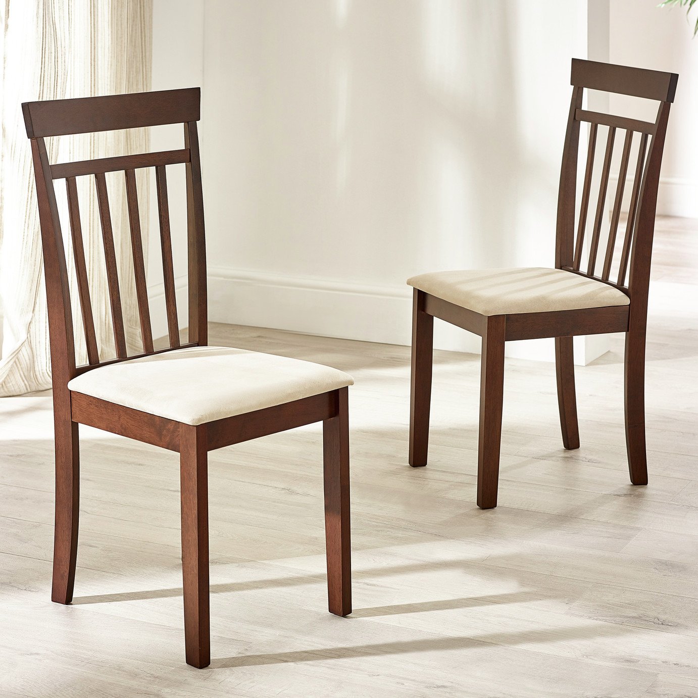 Julian Bowen Coast Pair of Solid Wood Dining Chairs - Walnut