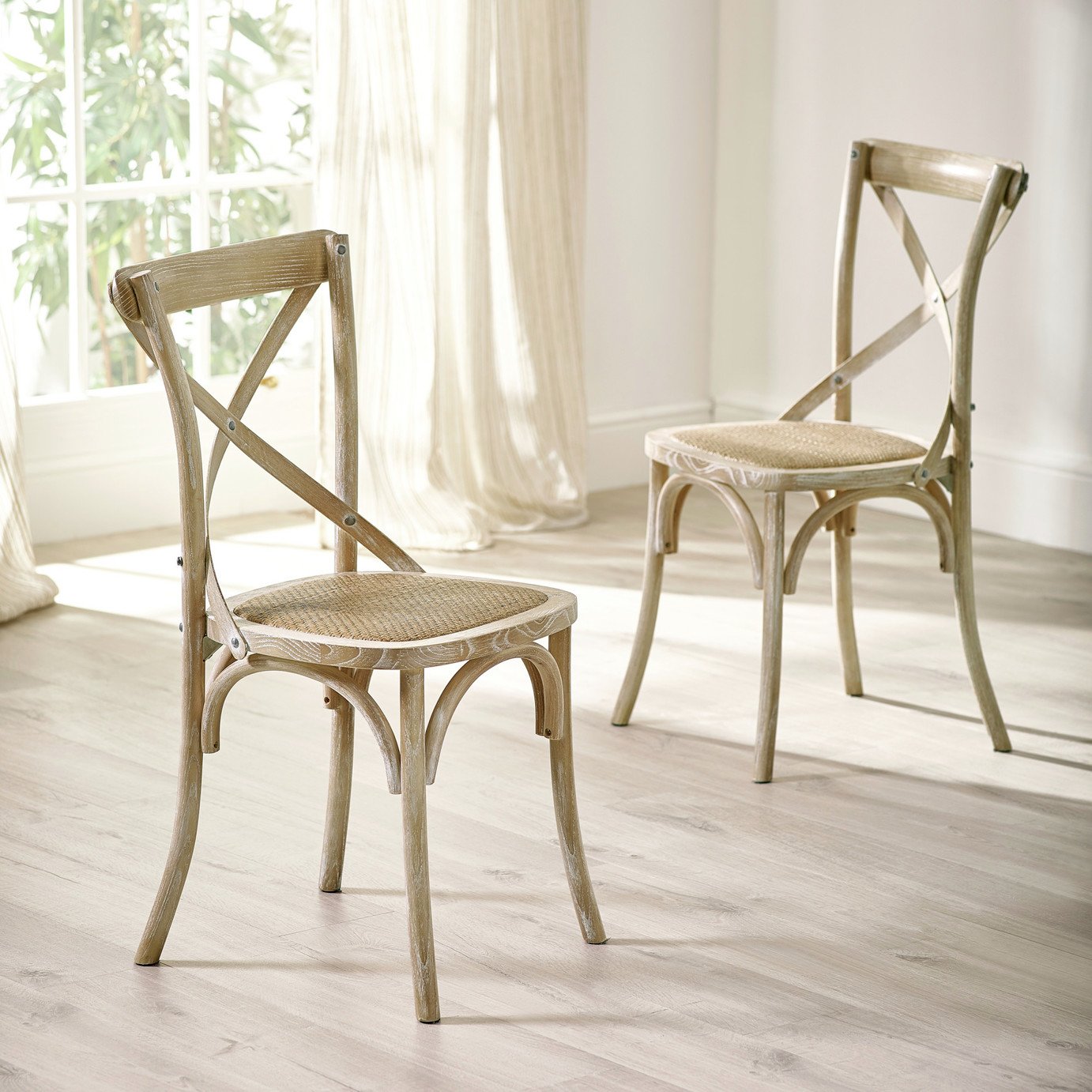 Julian Bowen Satie Pair of Solid Wood Chairs - Light Oak