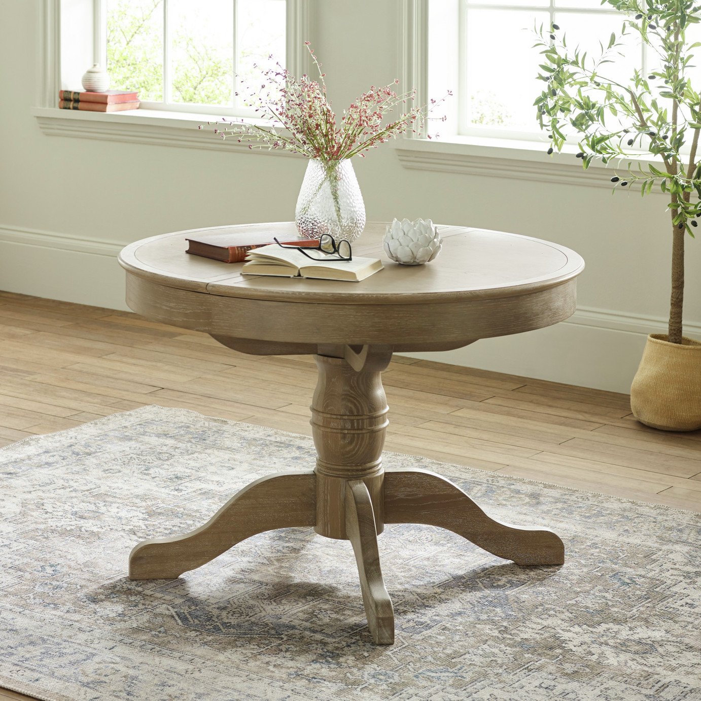Julian Bowen Camille Extending Solid Wood 4 Seater Round Dining Table - Natural