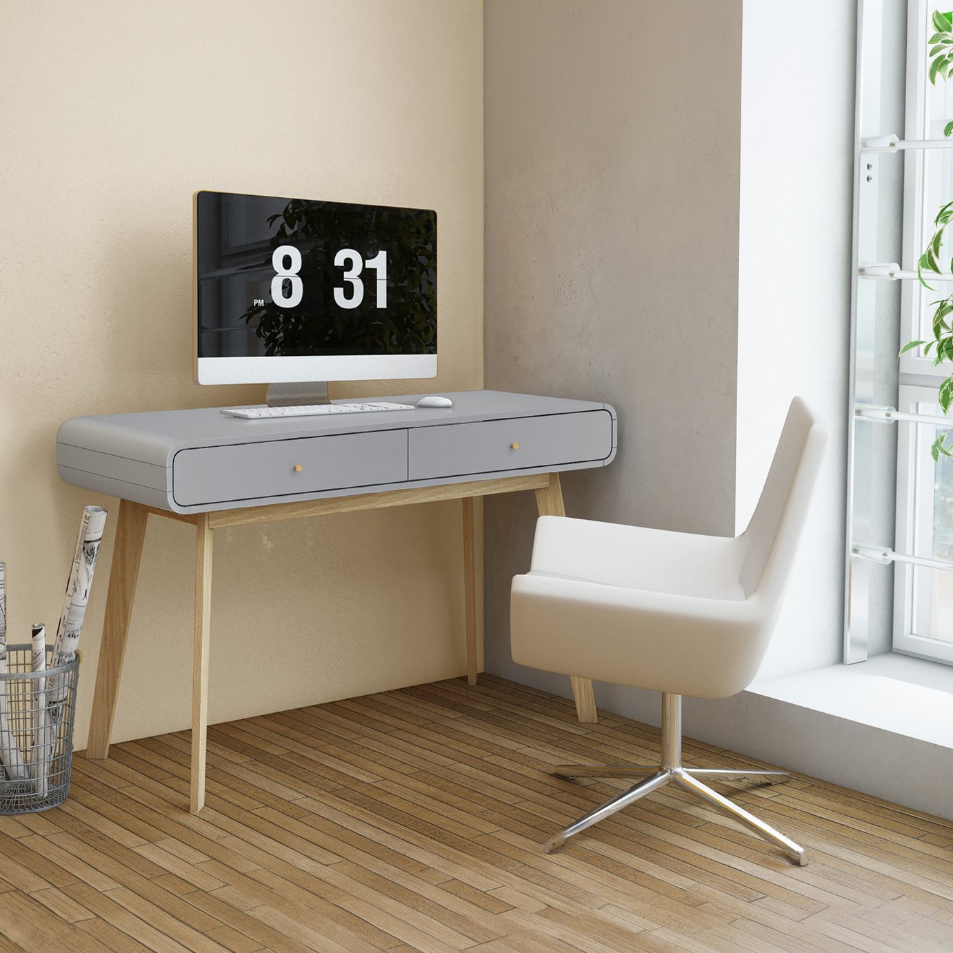 Dorel Cassie 2 Drawer Desk - Grey