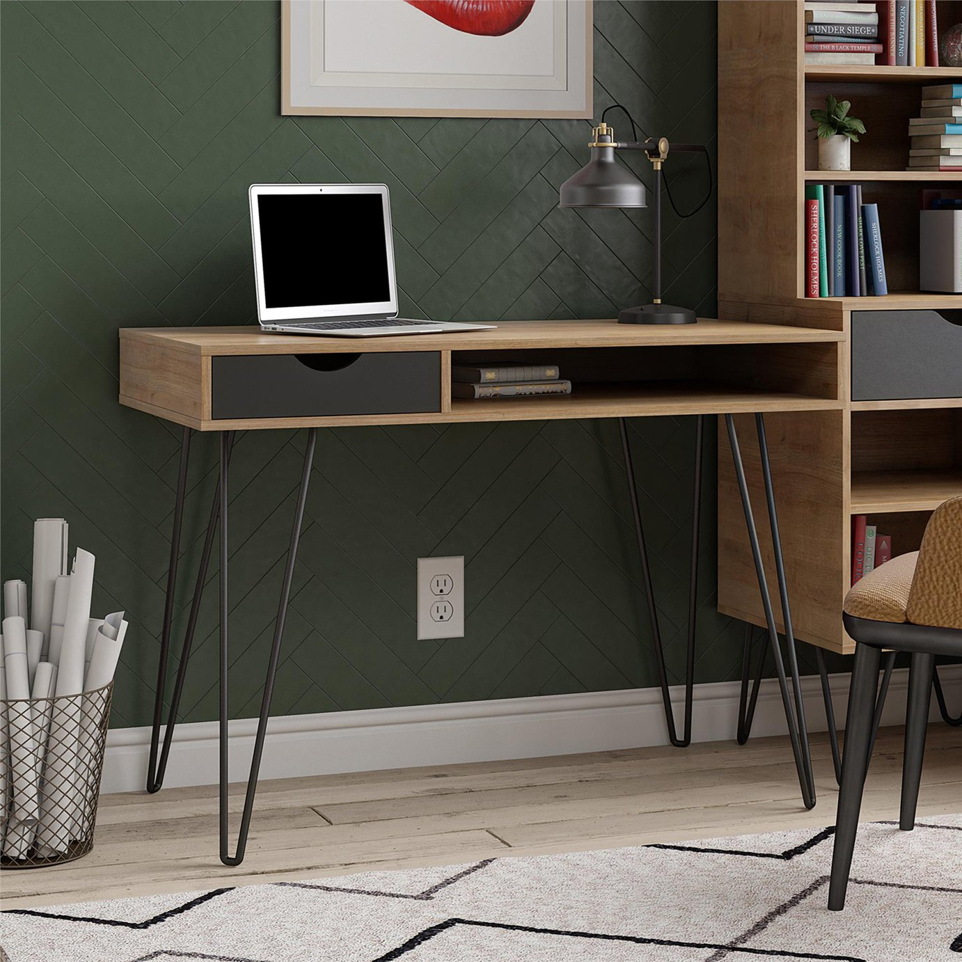 Dorel Concord 1 Drawer Desk - Grey & Oak