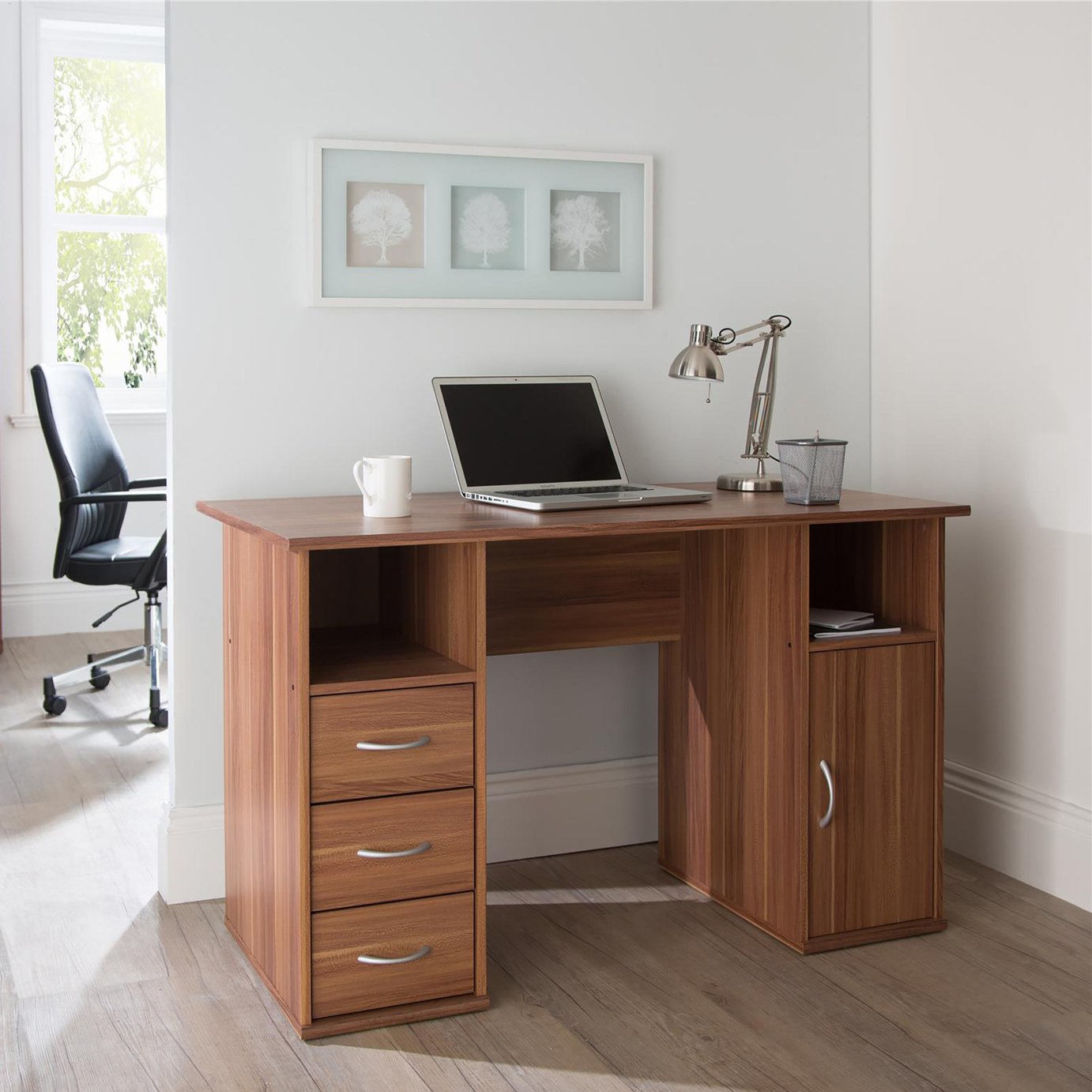 Dorel Maryland 3 Drawer Office Desk - Walnut
