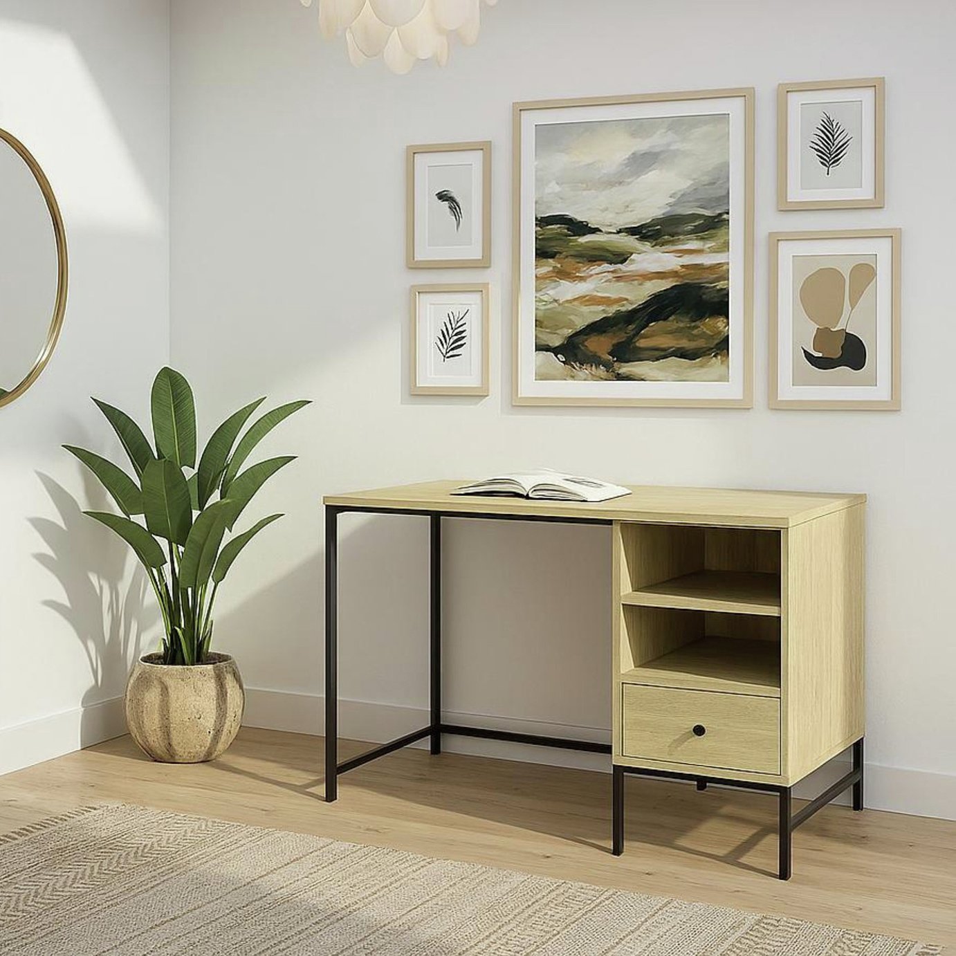 Dorel Tamlin 1 Drawer Desk - Natural