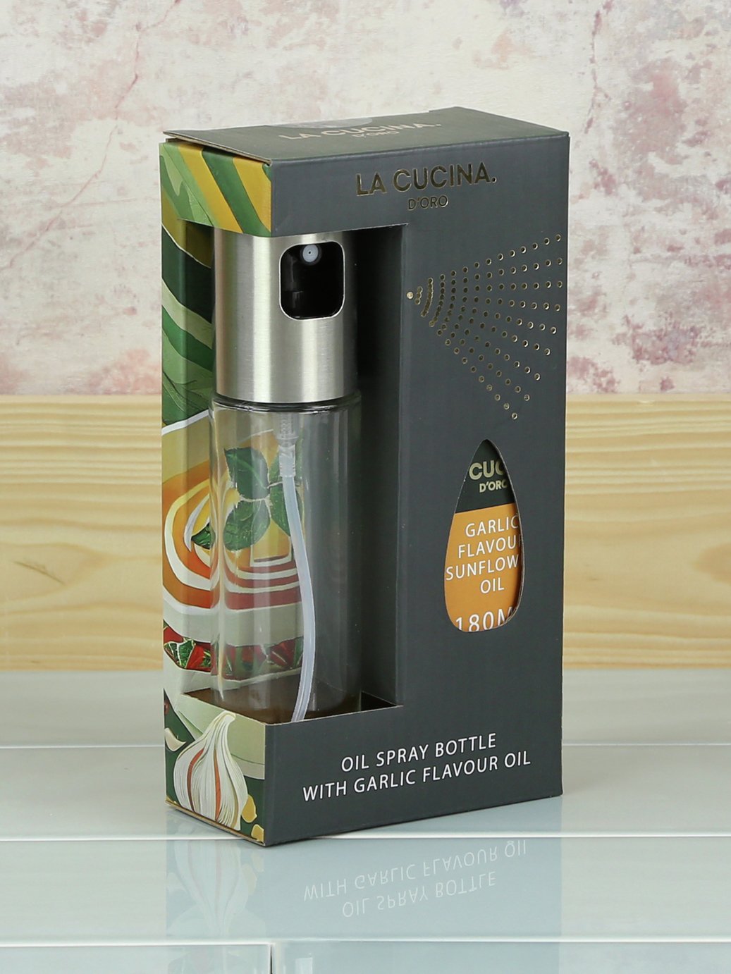 La Cucina Garlic Infused Sunflower Oil Spray Bottle Gift Set