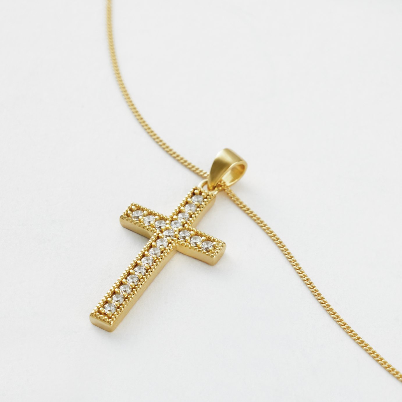 Revere 1 Micron Gold Plated 925 Sterling Silver Cross Pendant Necklace