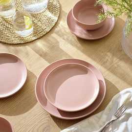 Habitat 12 Piece Matte Stoneware Dinner Set - Pink