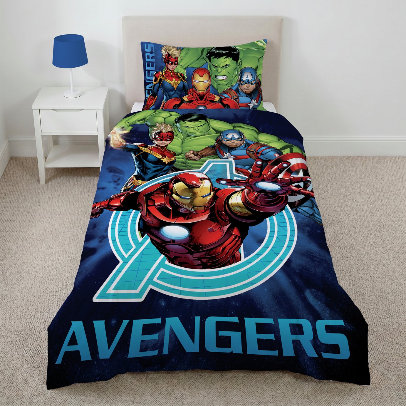 Disney Kids Avengers Blue Bedding Set - Single