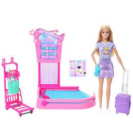 Barbie Malibu Travel Doll, Baggage Claim Playset & Accessories