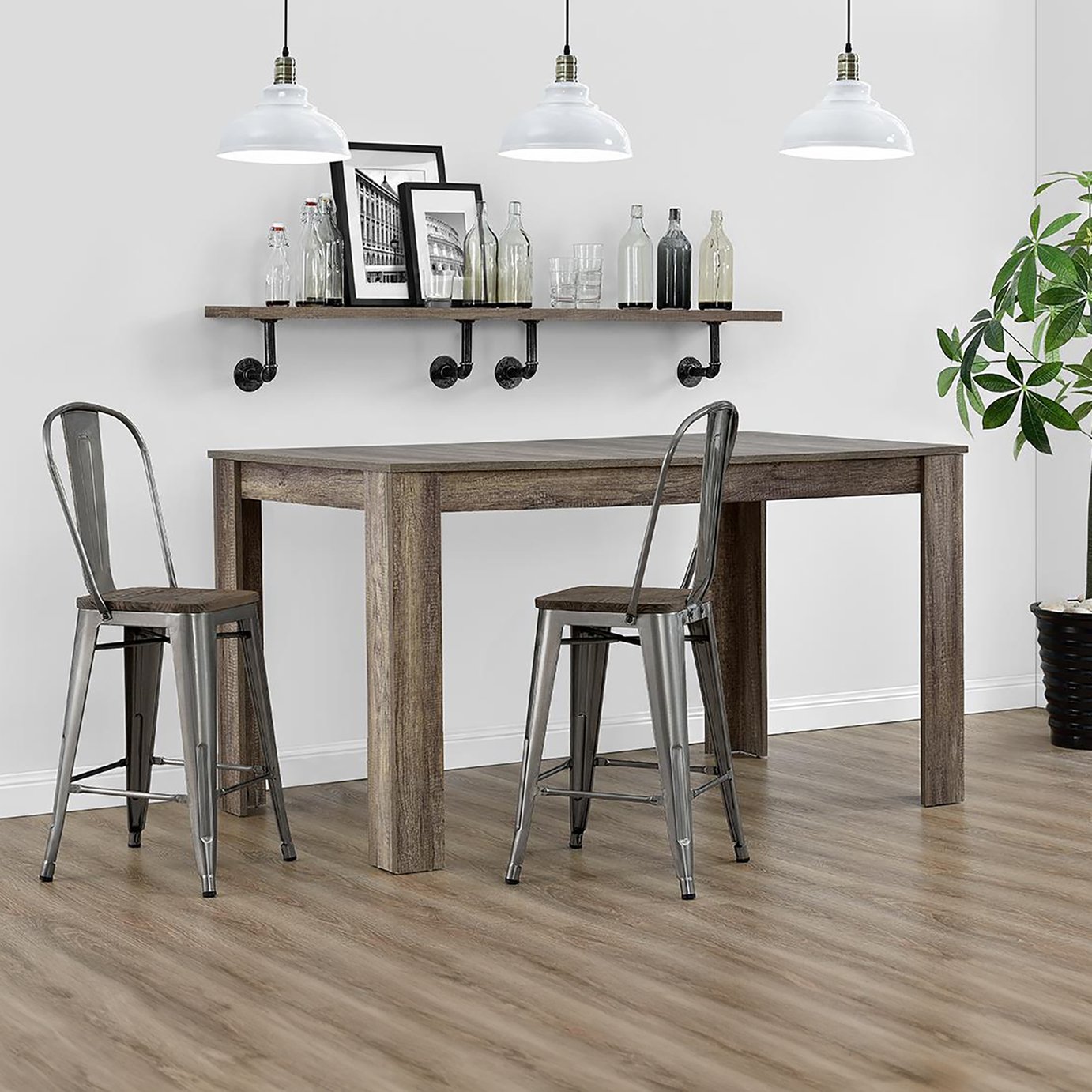 Dorel Luxor Pair of Metal Bar Stool - Gun Metal