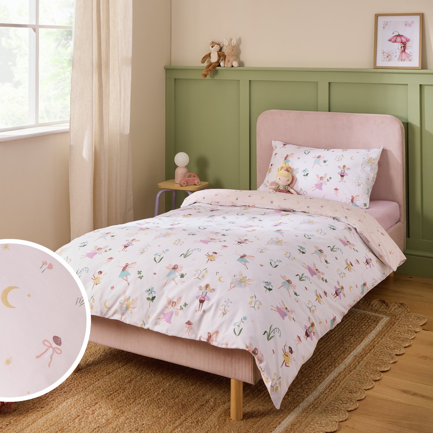 Argos Home Kids Fairy White Bedding Set - Single