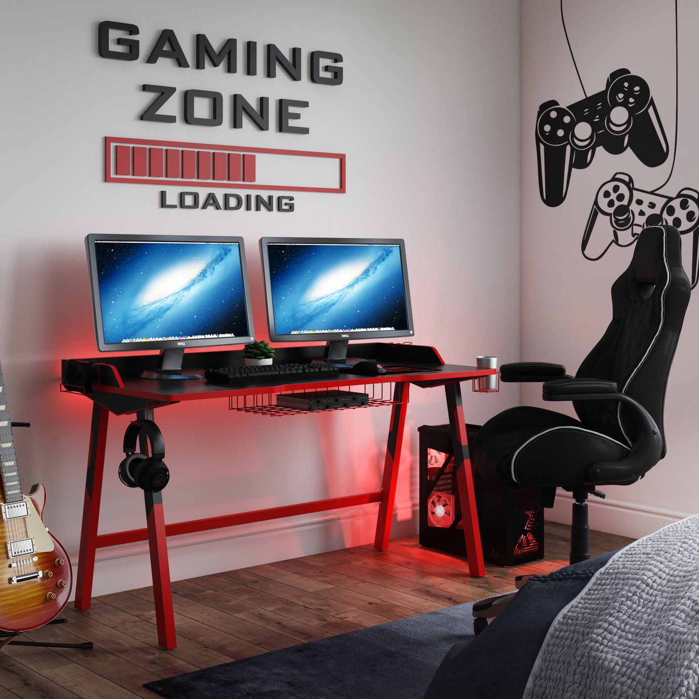 Dorel Fuego Gaming Desk - Black & Red