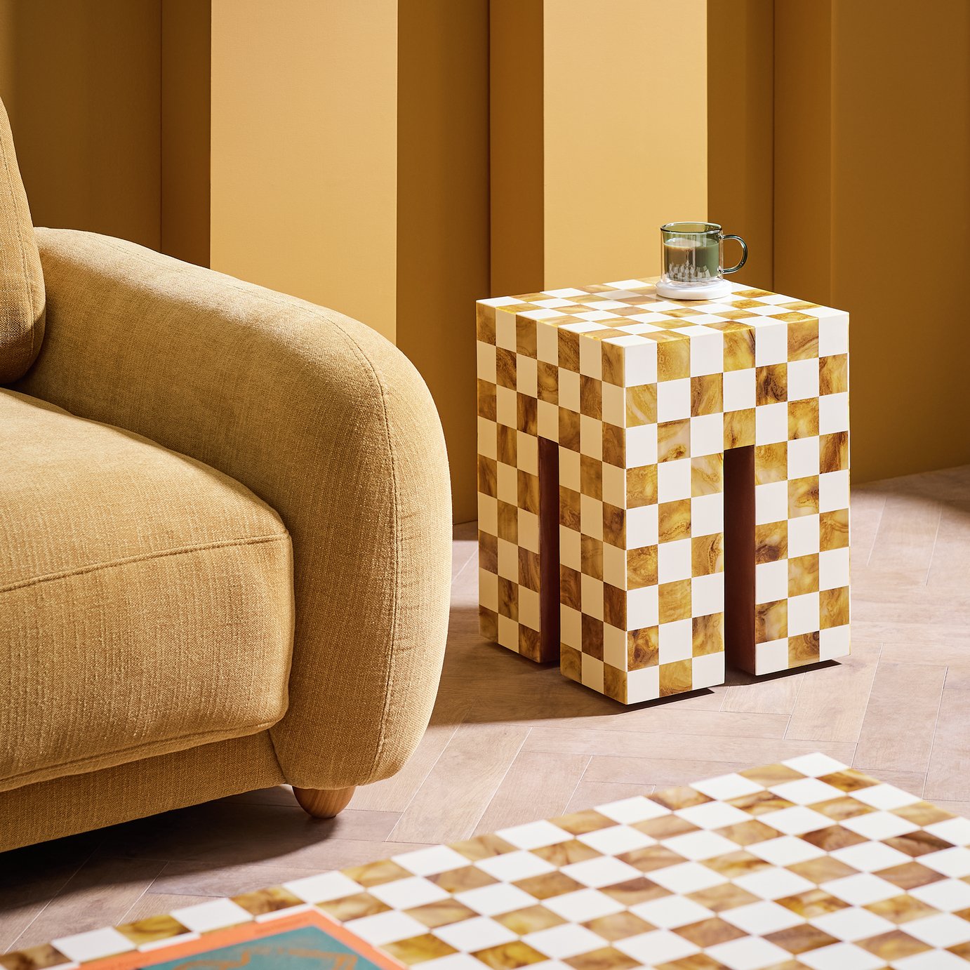 Habitat Chesset Side Table - Brown and Cream