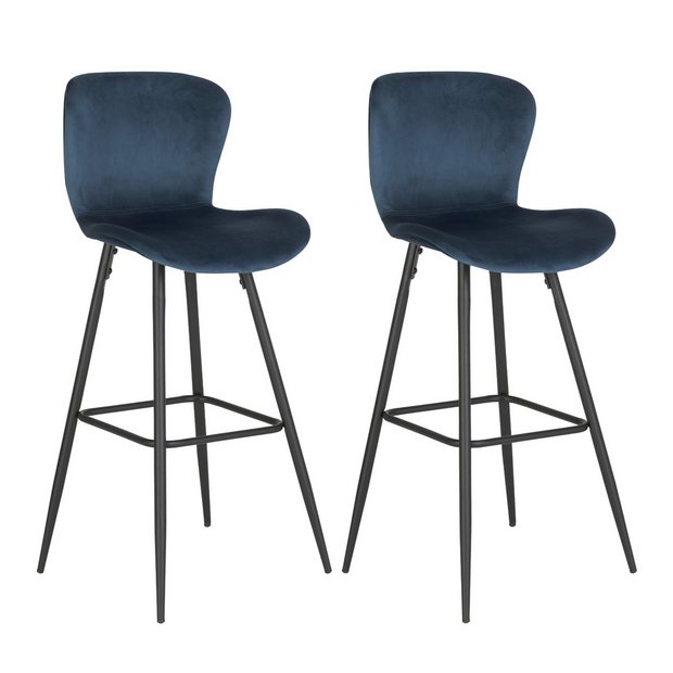 Blue velvet store bar chairs