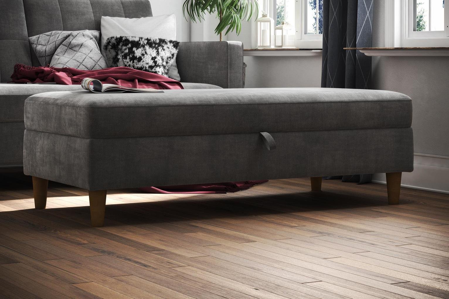 Dorel Hartford Chenille Ottoman - Grey