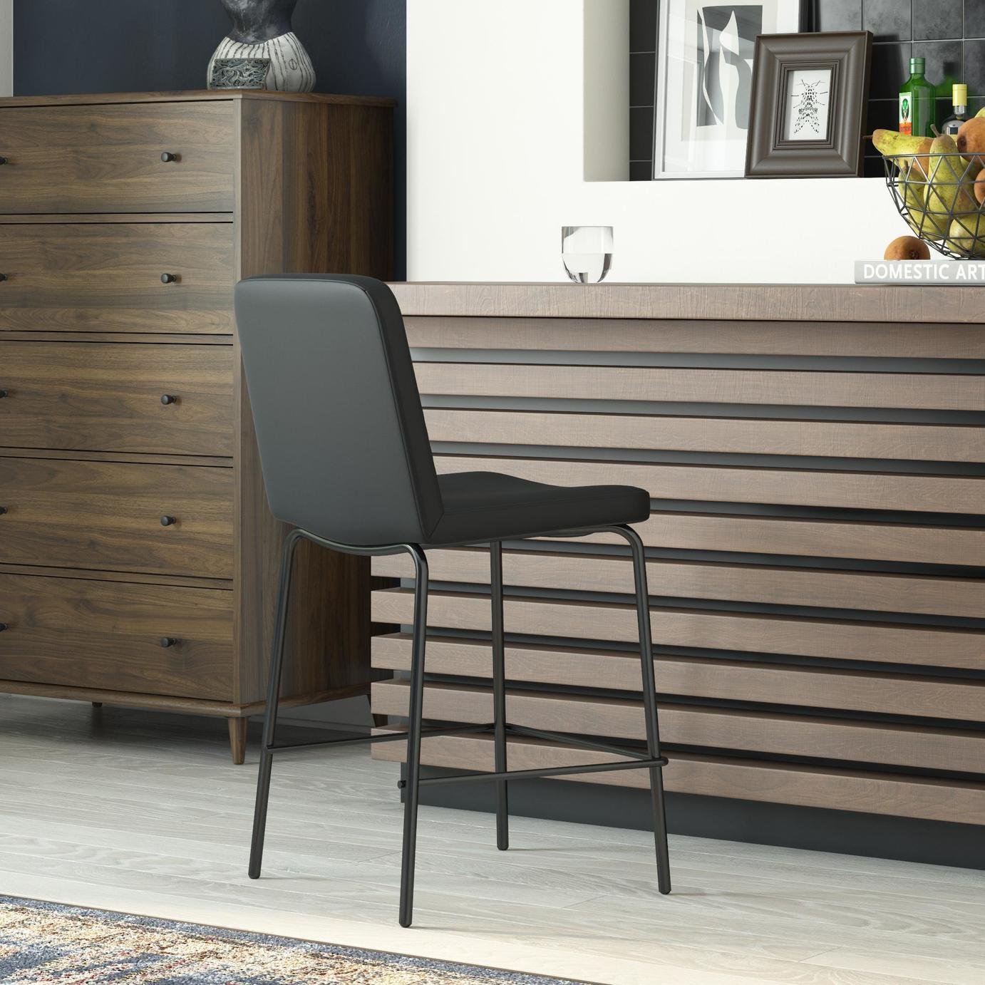 Dorel Corey Faux Leather Bar Stool - Black