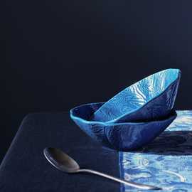 Habitat x Morris & Co. Inky 2 Piece Stoneware Serving Bowls - Blue