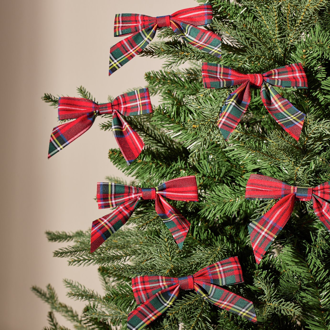 Argos Home Country Tartan Bows - Pack of 6