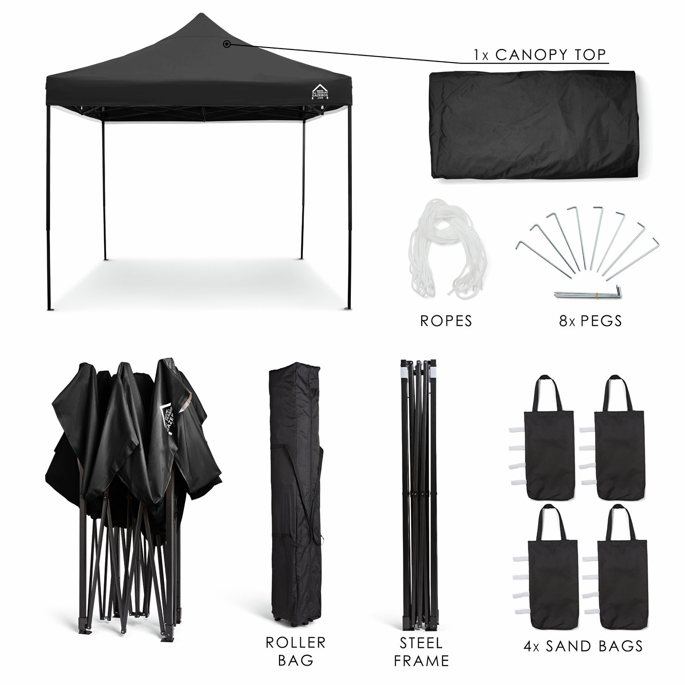 All Seasons Gazebos 3x3m Pop up Garden Gazebo - Black