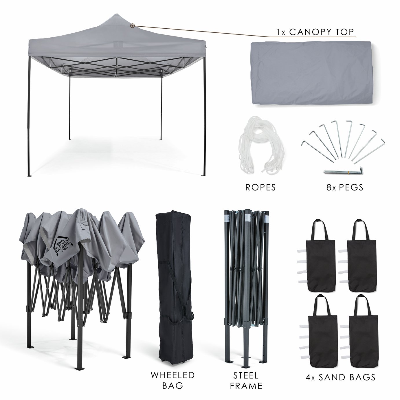 All Seasons Gazebos 3x4.5m Pop up Garden Gazebo - Grey