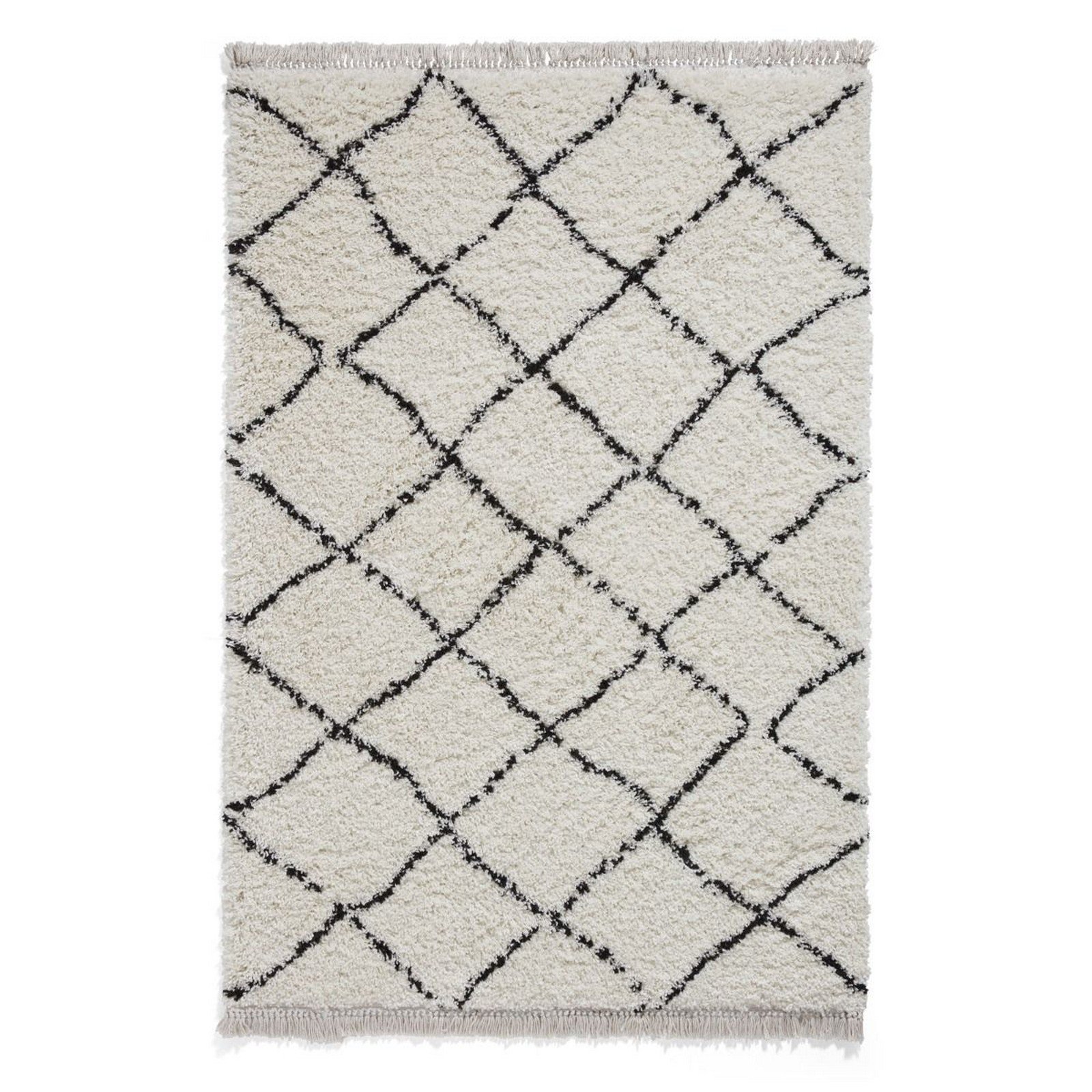 Mega Flooring White Shaggy Geometric Rug - 160 x 230cm