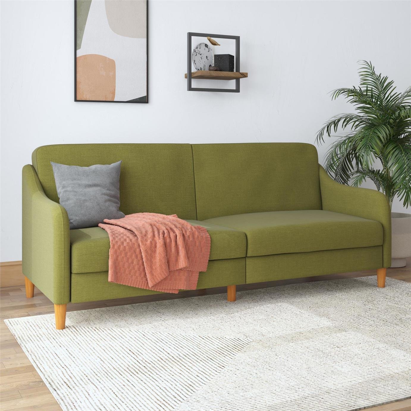 Dorel Jasper Fabric Futon Sofa Bed - Green