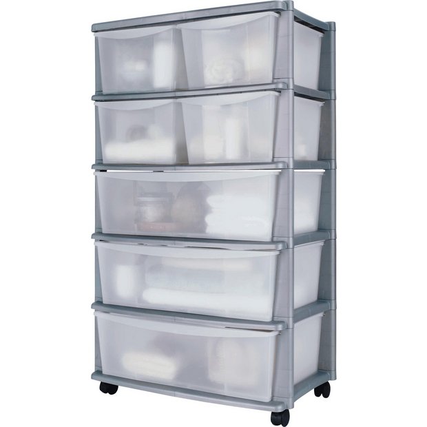 Buy HOME 7 Drawer Silver Plastic Wide Tower Storage Unit at Argos.co.uk ...