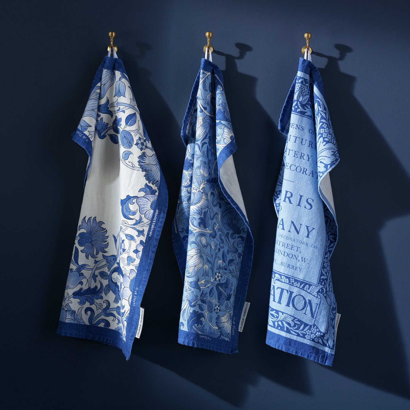 Habitat x Morris & Co. Inky Set of 3 Tea Towels - Blue