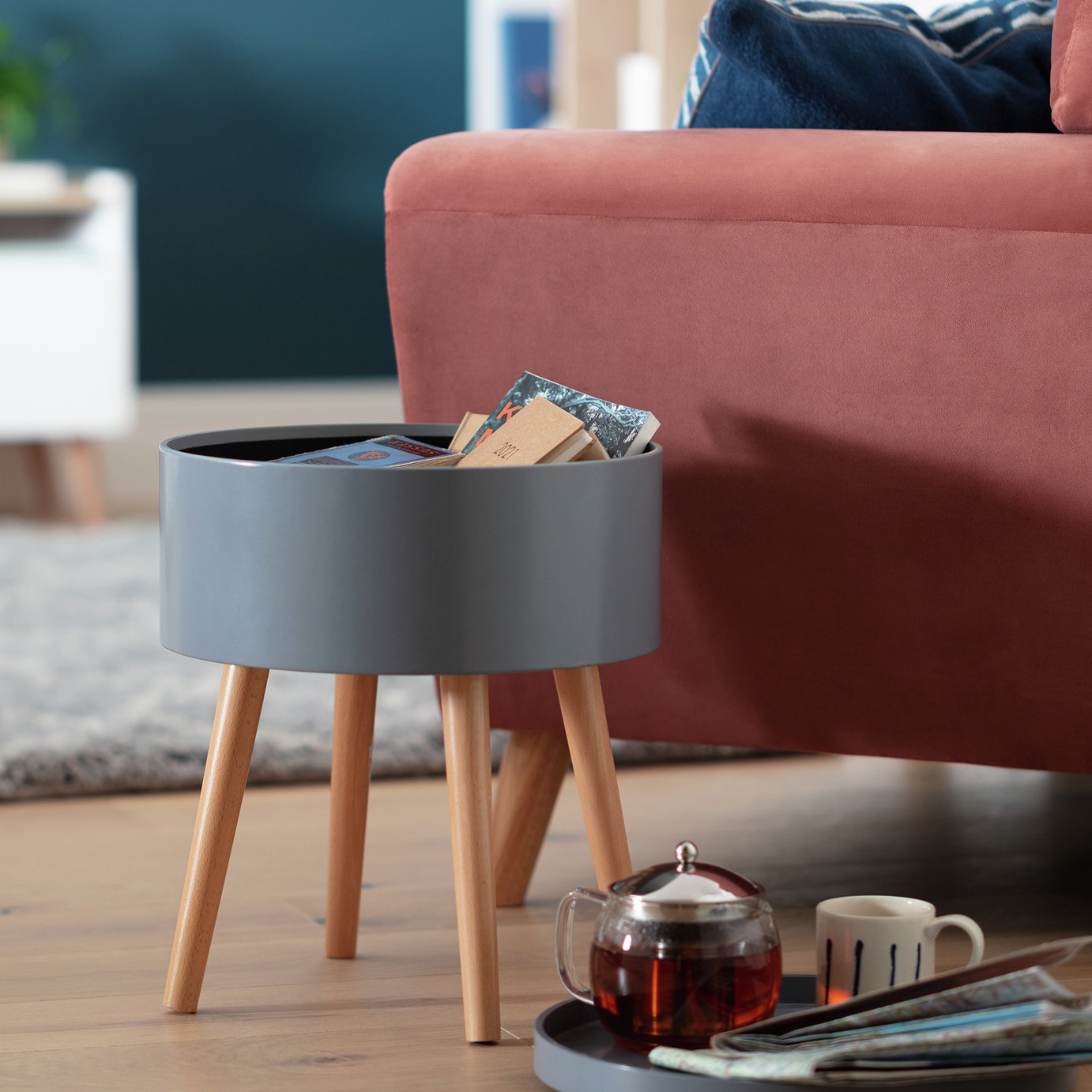 Habitat Skandi Storage Side Table - Grey