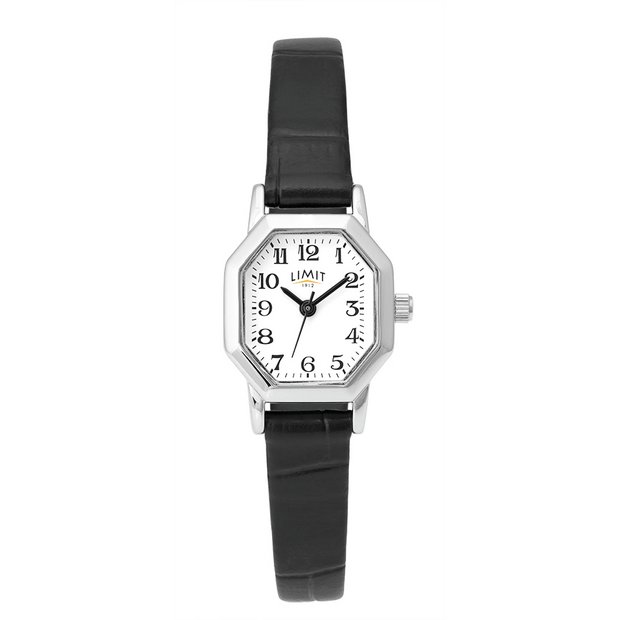 Buy Limit Ladies White Dial Black Faux Leather Strap Watch