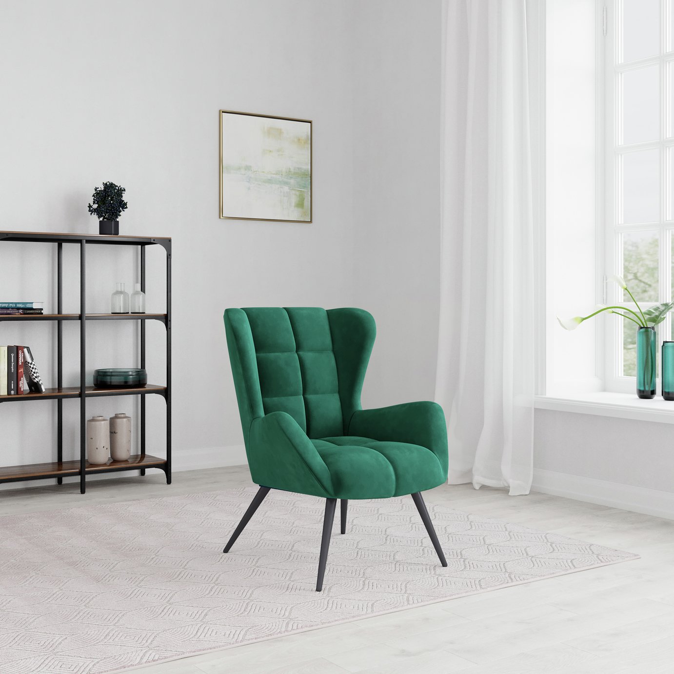 Dorel Dalton Velvet Accent Chair - Green