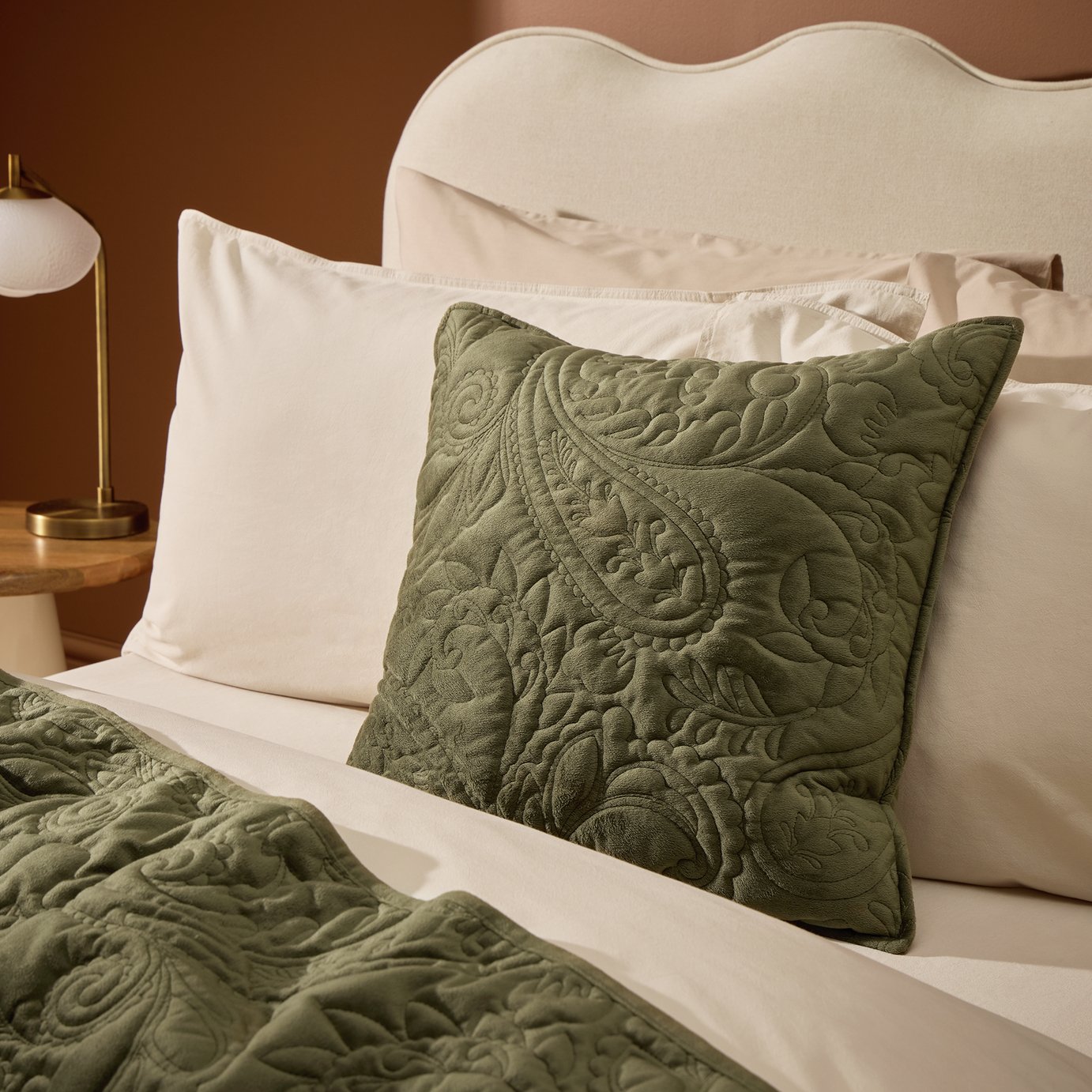 Habitat Paisley Stitch Cushion Green - 50x50cm