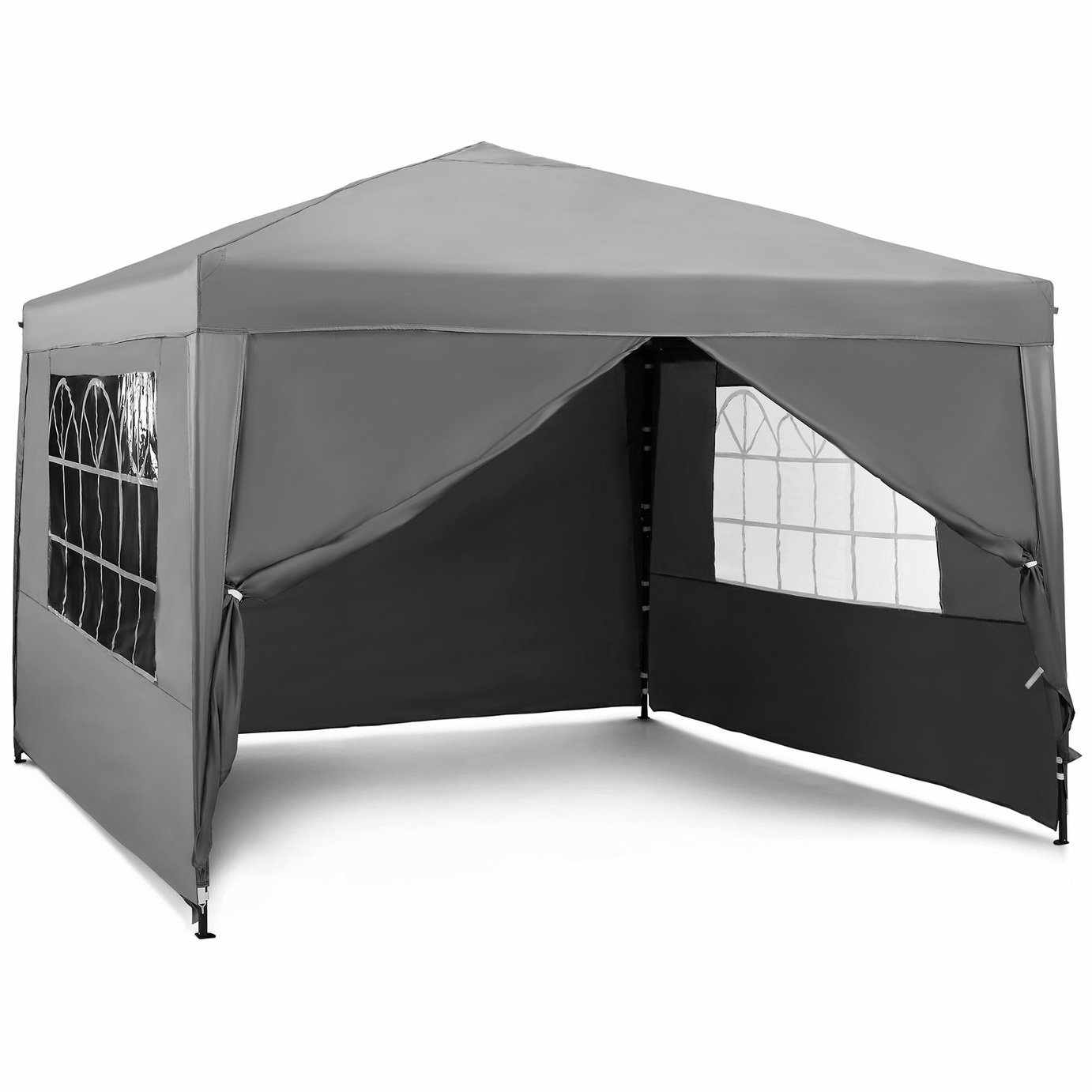 VonHaus 3m x 3m Pop-up Garden Gazebo Set with 4 Side Panels - Grey