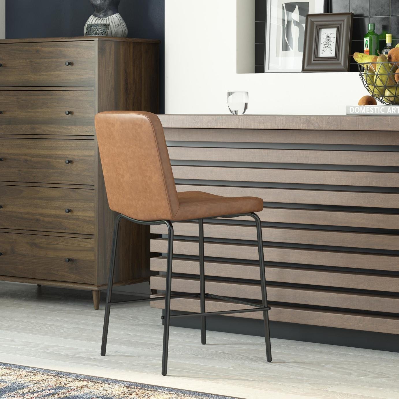 Dorel Corey Faux Leather Bar Stool - Camel