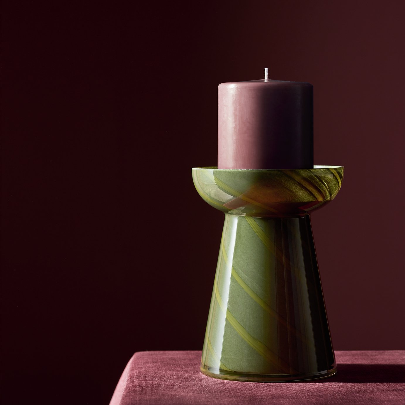 Habitat Glass Swirl Small Candle Holder