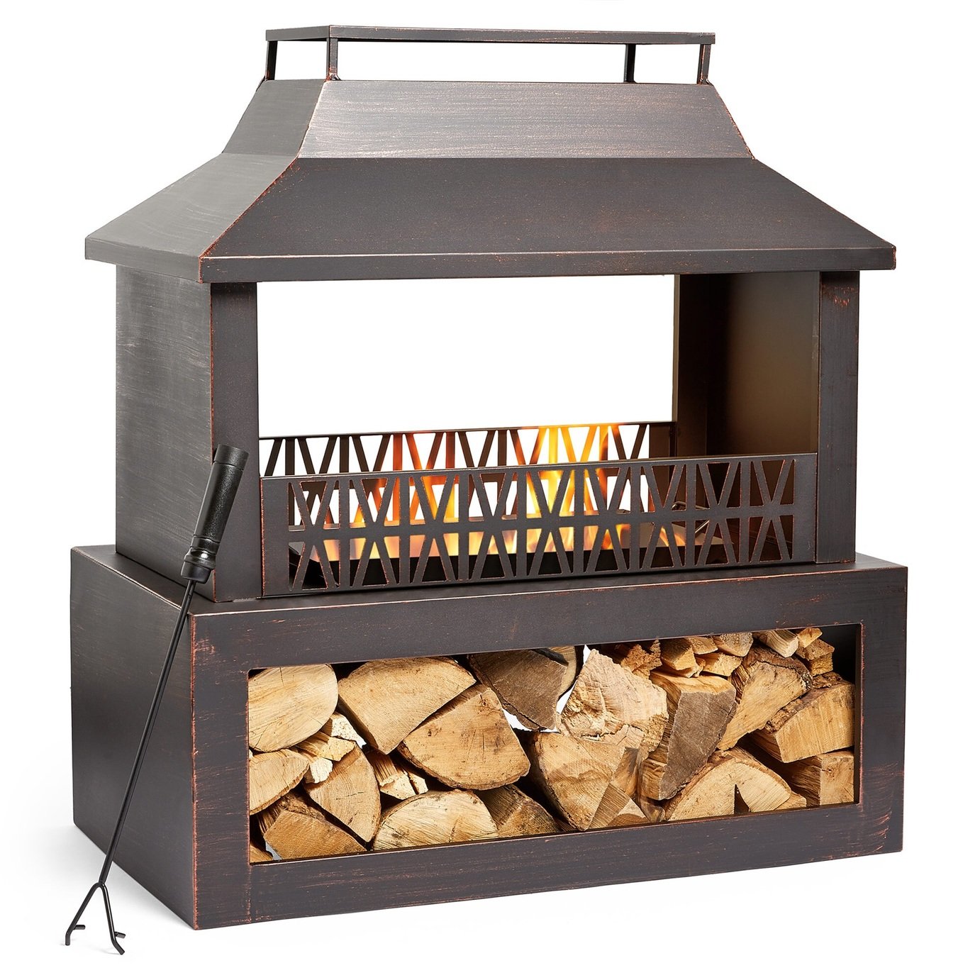 VonHaus 64 x134cm Steel Outdoor Fireplace