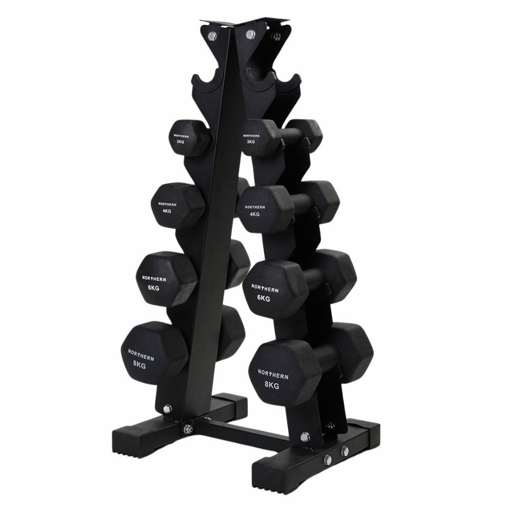Northern Neoprene Dumbbells with 5-Tier Rack - Set of 8