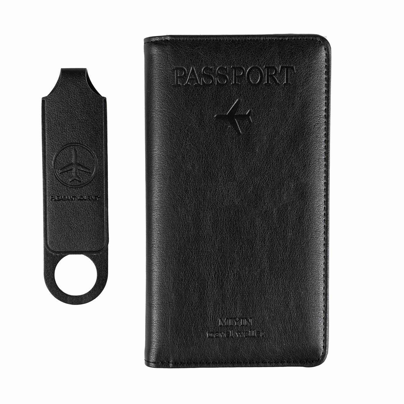 Passport Holder and Luggage Tag Travel Set Black