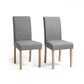 Argos Home Pair of Tweed Mid Back Dining Chairs - Grey