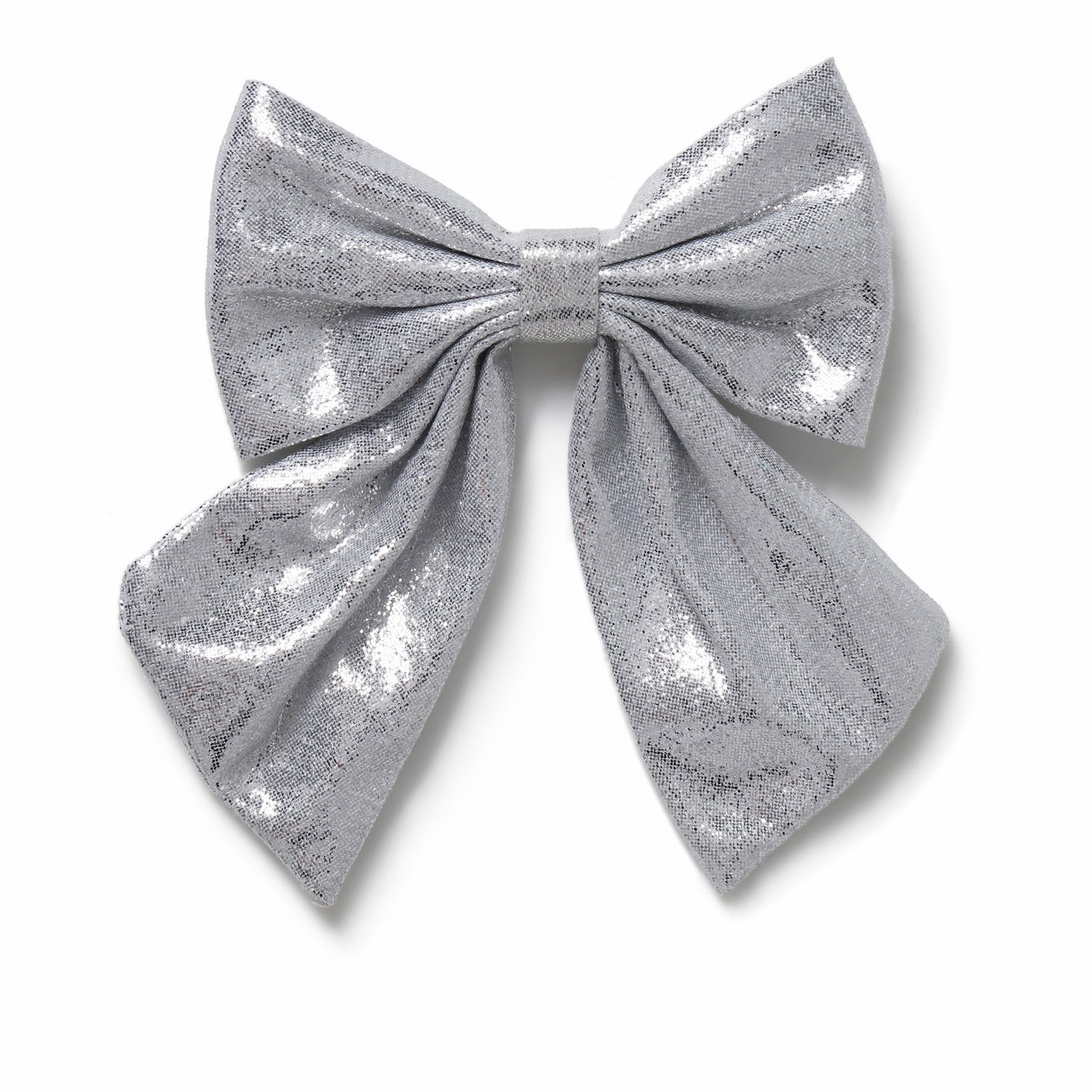 Flitzy Metallic Silver Statement Bow Hair Clip