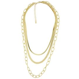 Front Row Gold Colour Multi-Layer Chain Necklace